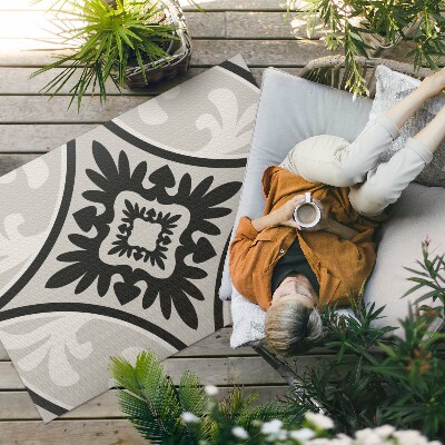 Tapis vinyle d’extérieur Motif de carreaux ornementaux élégants