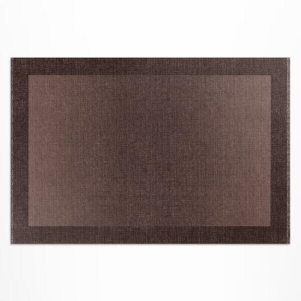 Tapis vinyle d’extérieur Tissu classique à cadre marron
