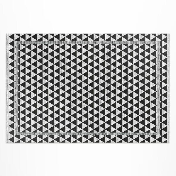 Tapis vinyle d’extérieur Tissu imitation triangles noirs et blancs