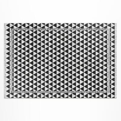 Tapis vinyle d’extérieur Tissu imitation triangles noirs et blancs