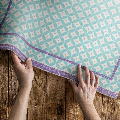 Tapis vinyle d’extérieur Cadres et roues imitant le tissu coloré