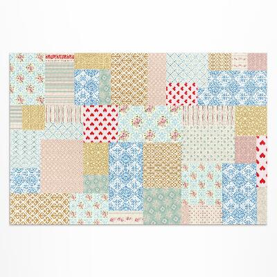 Tapis vinyle d’extérieur Patchwork de divers morceaux de tissu imitation