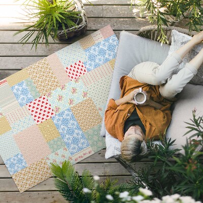 Tapis vinyle d’extérieur Patchwork de divers morceaux de tissu imitation