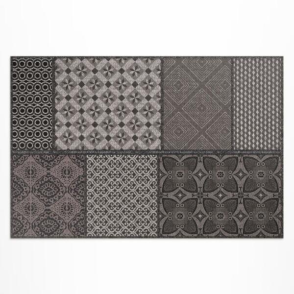 Tapis vinyle d’extérieur Une combinaison de différents motifs, tissu imitation