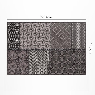 Tapis vinyle d’extérieur Une combinaison de différents motifs, tissu imitation