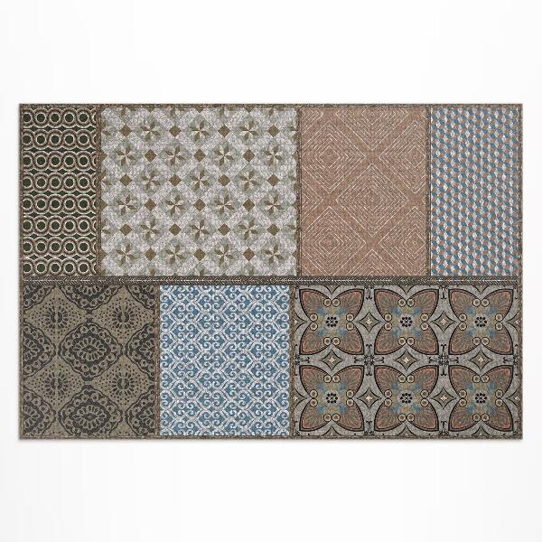 Tapis vinyle d’extérieur Mélange de motifs, imitation tissu