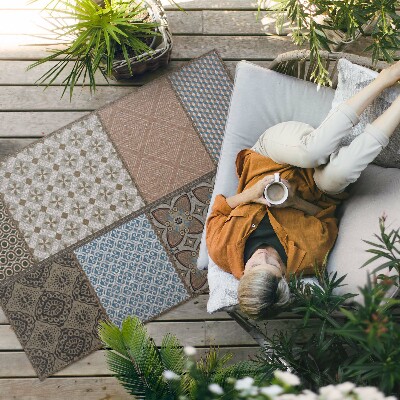 Tapis vinyle d’extérieur Mélange de motifs, imitation tissu