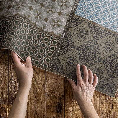 Tapis vinyle d’extérieur Mélange de motifs, imitation tissu