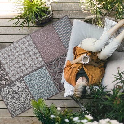 Tapis vinyle d’extérieur Combinaison de motifs, tissu imitation
