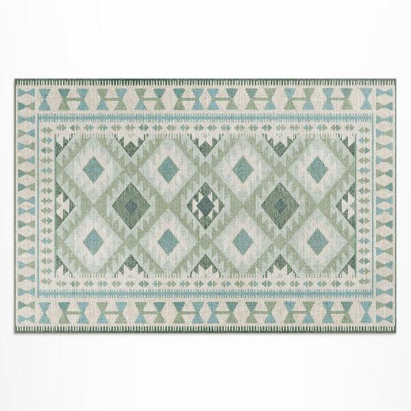Tapis vinyle d’extérieur Tissu imitation losanges verts