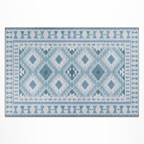 Tapis vinyle d’extérieur Tissu imitation diamants bleus