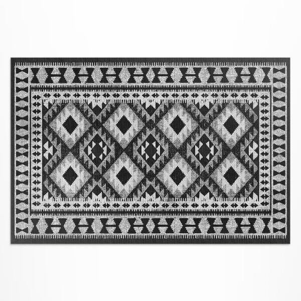 Tapis vinyle d’extérieur Tissu imitation losanges noirs