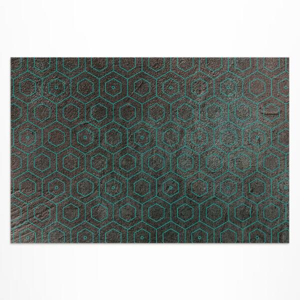Tapis vinyle d’extérieur Hexagones au design rétro brut