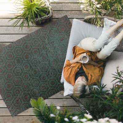 Tapis vinyle d’extérieur Hexagones au design rétro brut