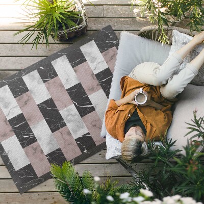 Tapis vinyle d’extérieur Mosaïque tendance en cube de marbre