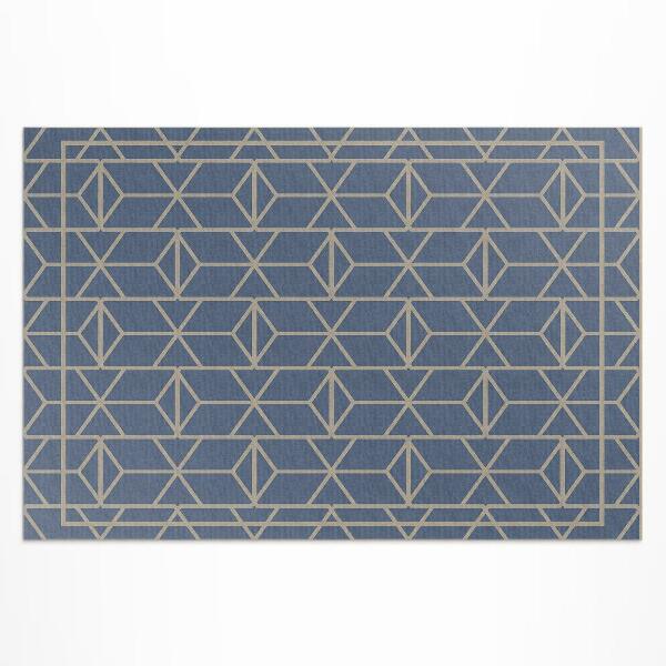 Tapis vinyle d’extérieur Motif rétro avec des lignes décoratives régulières