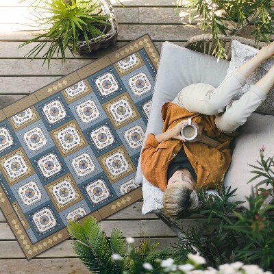 Tapis vinyle d’extérieur Motif de cube géométrique de style rétro