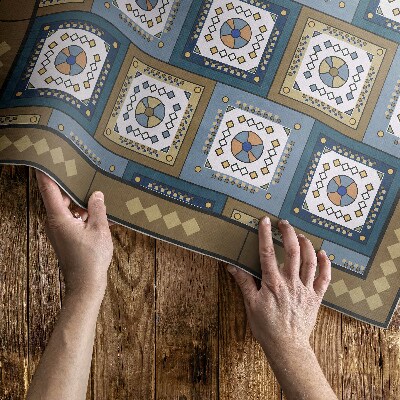 Tapis vinyle d’extérieur Motif de cube géométrique de style rétro