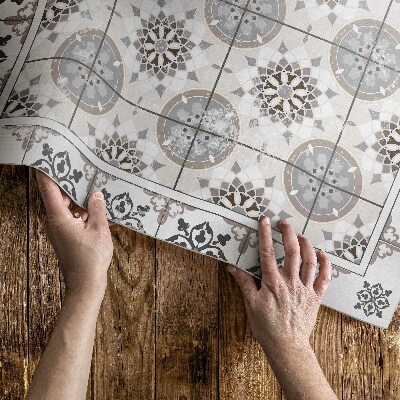 Tapis vinyle d’extérieur Mosaïque ornementale de cercles floraux