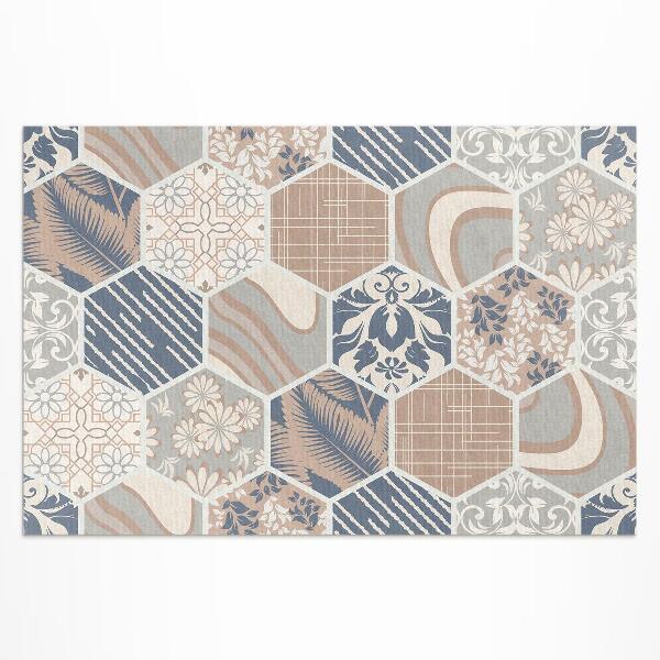 Tapis vinyle d’extérieur Carreaux bohèmes hexagonaux hawaïens