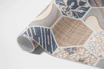 Tapis vinyle d’extérieur Carreaux bohèmes hexagonaux hawaïens