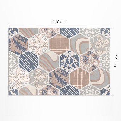 Tapis vinyle d’extérieur Carreaux bohèmes hexagonaux hawaïens