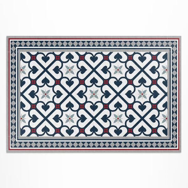 Tapis vinyle d’extérieur Carreaux décoratifs en losange floral