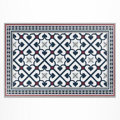 Tapis vinyle d’extérieur Carreaux décoratifs en losange floral