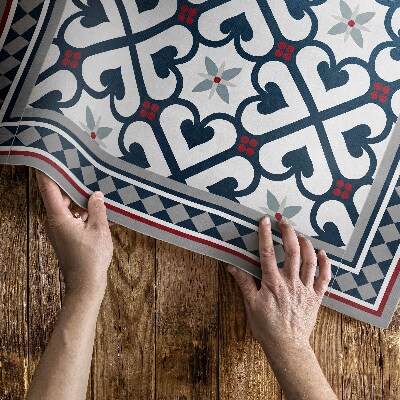 Tapis vinyle d’extérieur Carreaux décoratifs en losange floral