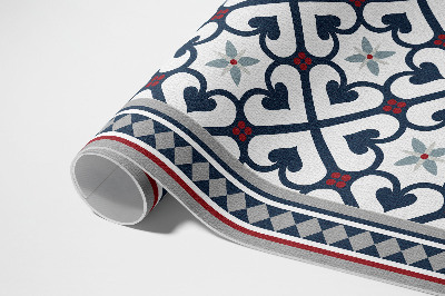 Tapis vinyle d’extérieur Carreaux décoratifs en losange floral