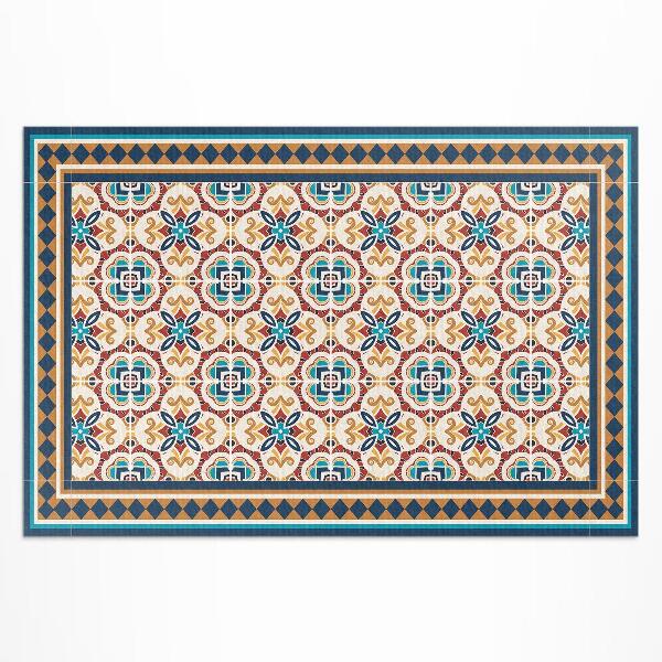 Tapis vinyle d’extérieur Carreaux décoratifs à géométrie florale