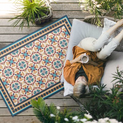 Tapis vinyle d’extérieur Carreaux décoratifs à géométrie florale