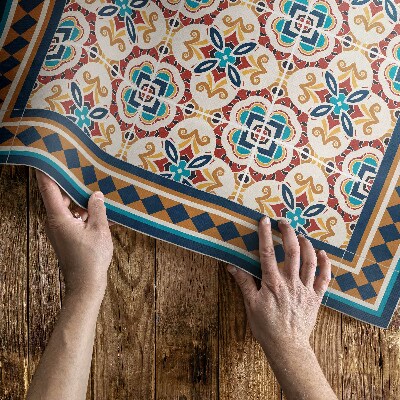 Tapis vinyle d’extérieur Carreaux décoratifs à géométrie florale