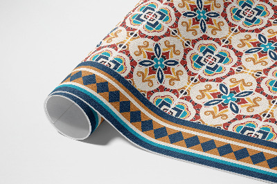 Tapis vinyle d’extérieur Carreaux décoratifs à géométrie florale