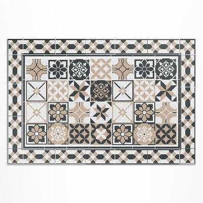 Tapis vinyle d’extérieur Carreaux décoratifs à géométrie tricolore