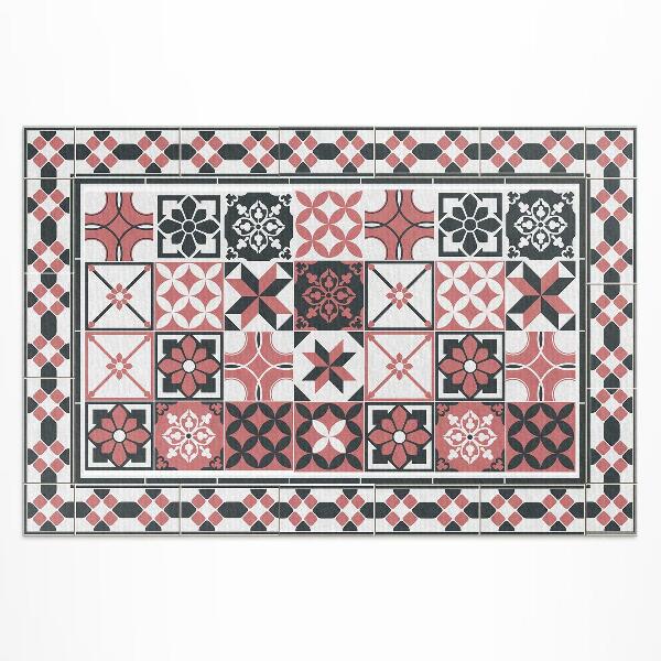 Tapis vinyle d’extérieur Carreaux décoratifs géométriques tricolores