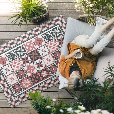 Tapis vinyle d’extérieur Carreaux décoratifs géométriques tricolores