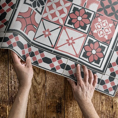 Tapis vinyle d’extérieur Carreaux décoratifs géométriques tricolores