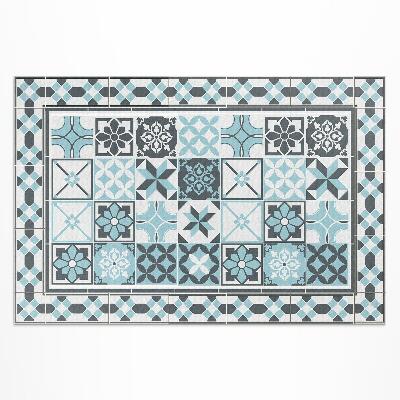 Tapis vinyle d’extérieur Carreaux ornementaux géométriques tricolores