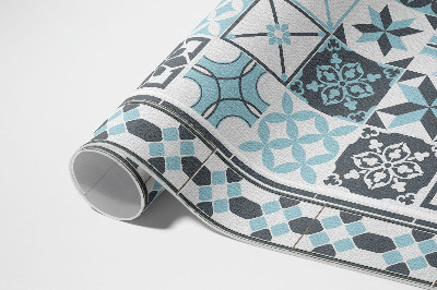 Tapis vinyle d’extérieur Carreaux ornementaux géométriques tricolores