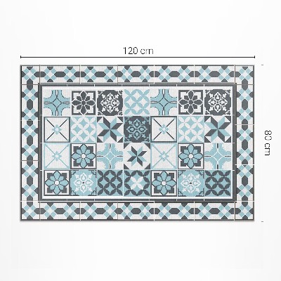 Tapis vinyle d’extérieur Carreaux ornementaux géométriques tricolores