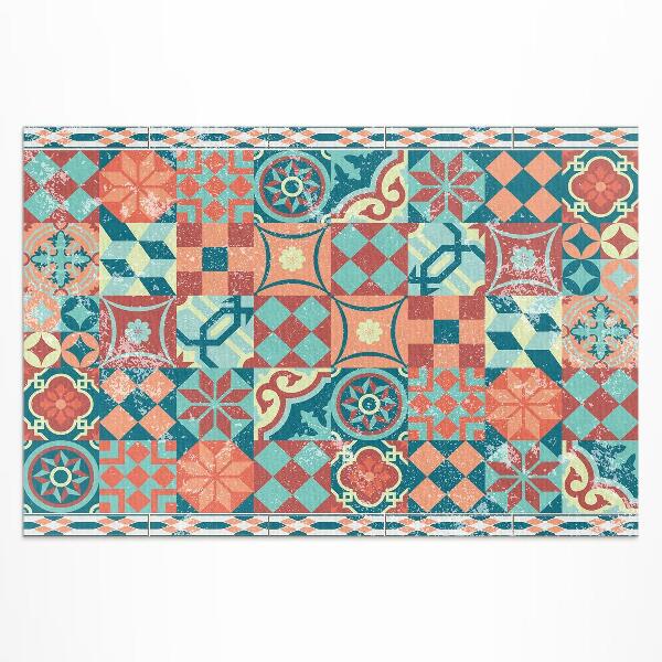 Tapis vinyle d’extérieur Carreaux portugais rétro vieillis