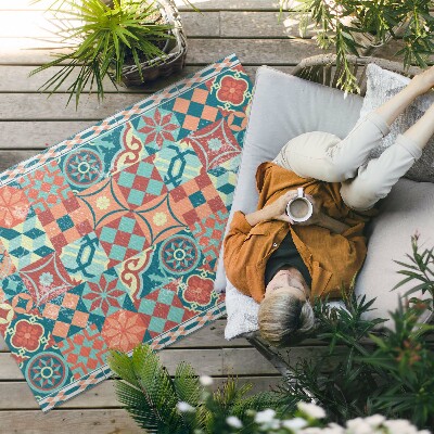 Tapis vinyle d’extérieur Carreaux portugais rétro vieillis