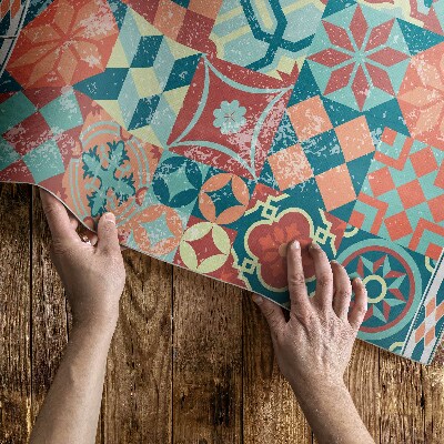 Tapis vinyle d’extérieur Carreaux portugais rétro vieillis