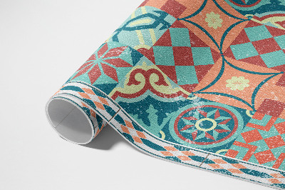 Tapis vinyle d’extérieur Carreaux portugais rétro vieillis