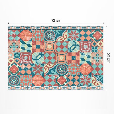 Tapis vinyle d’extérieur Carreaux portugais rétro vieillis