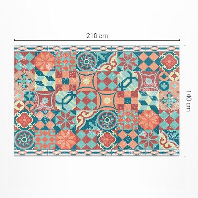 Tapis vinyle d’extérieur Carreaux portugais rétro vieillis