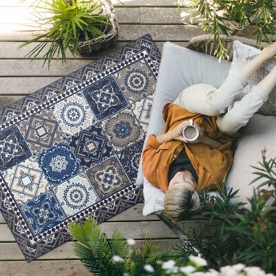 Tapis vinyle d’extérieur Carreaux floraux Carreaux élégants