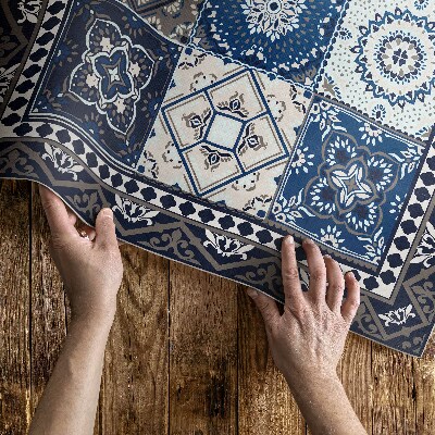 Tapis vinyle d’extérieur Carreaux floraux Carreaux élégants