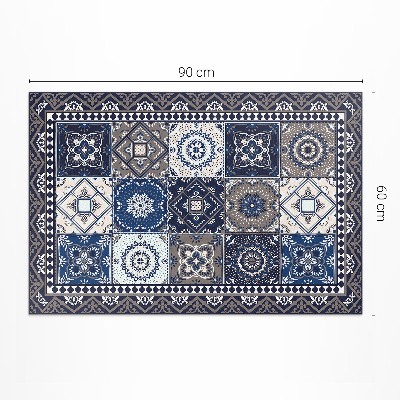 Tapis vinyle d’extérieur Carreaux floraux Carreaux élégants